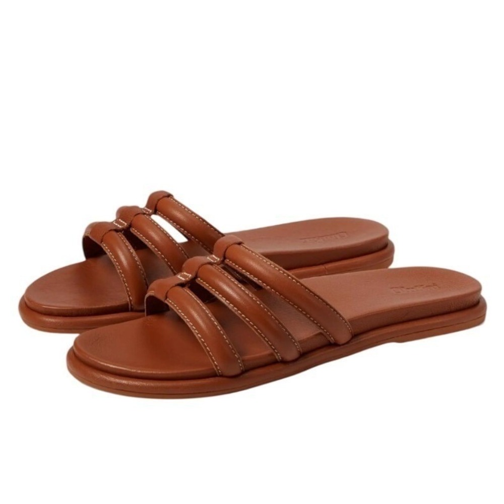 OluKai Women's Tiare Slide Brown Leather Open Toe Sandal NWT - Size 7